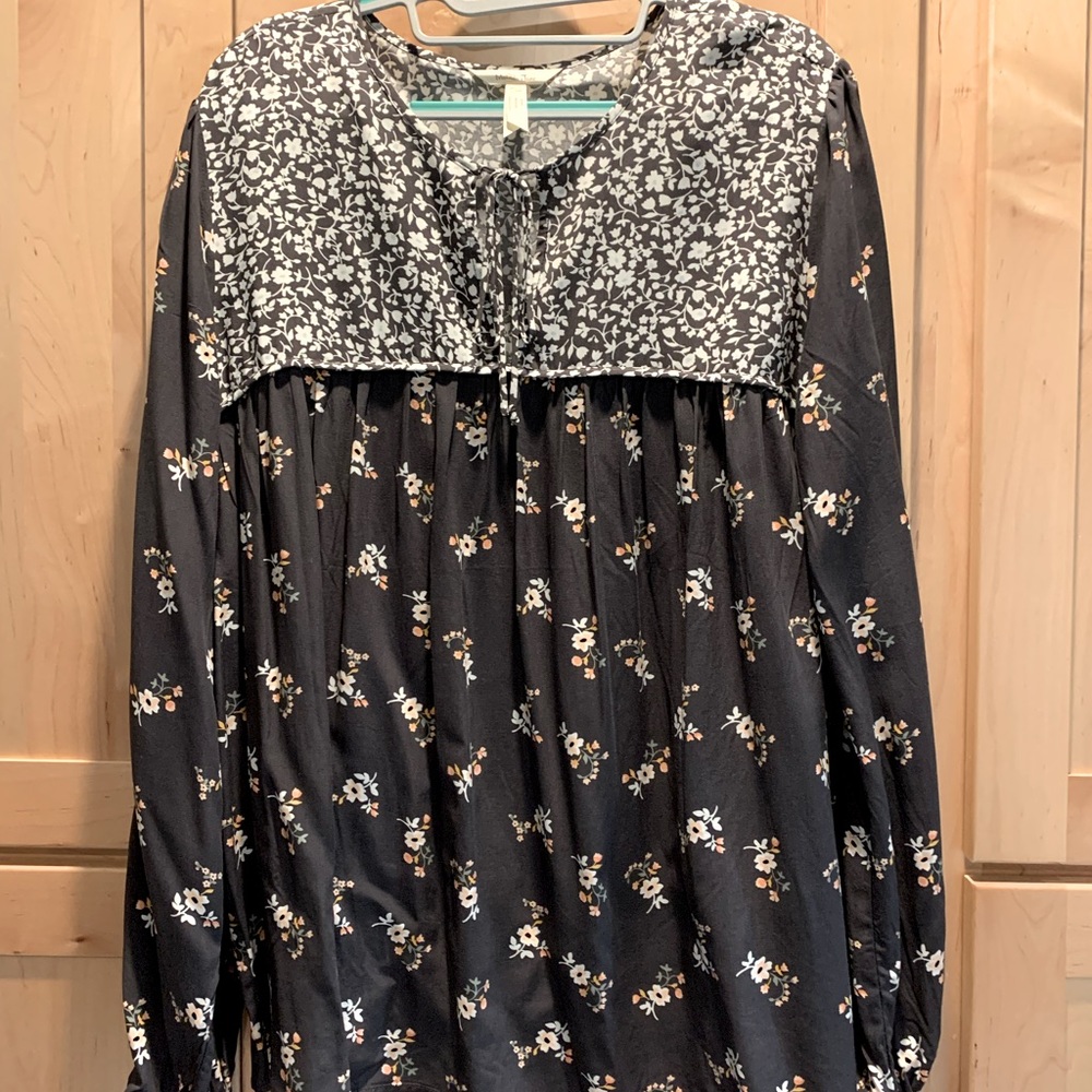 Matilda Jane Black Floral Long Sleeve Peasant Blouse